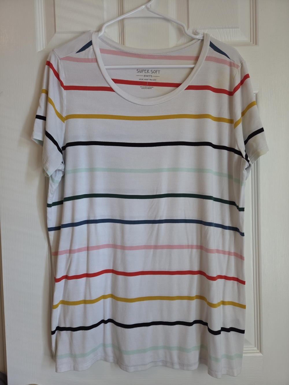 Torrid Super Soft Striped Tee Size 1 White Multicolor Short Sleeve